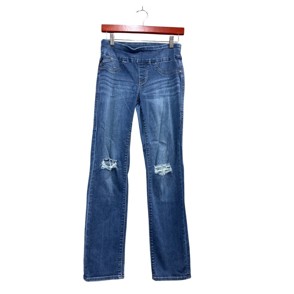 Rock & Republic Womens Blue Denim Ripped Straight-Leg Jeans Size 30